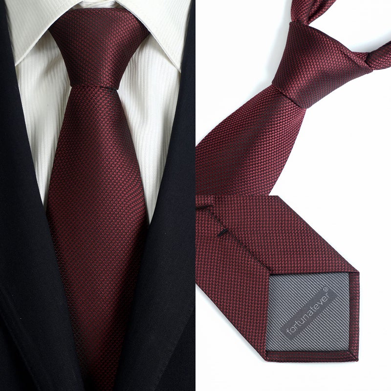 fortunatever Mens Solid Neckties,Burgundy Red Ties For Men+Gift Box,58"Ã—3.35" - Image 3